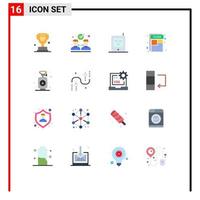 Pictogram Set of 16 Simple Flat Colors of stove cook monitor camping paper Editable Pack of Creative Vector Design Elements