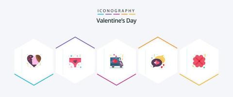 día de san valentín 25 paquete de iconos planos que incluye amor. mensajes ropa interior. amar. camión vector