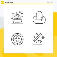 Group of 4 Filledline Flat Colors Signs and Symbols for boat form ship fashion medicine Editable Vector Design Elements