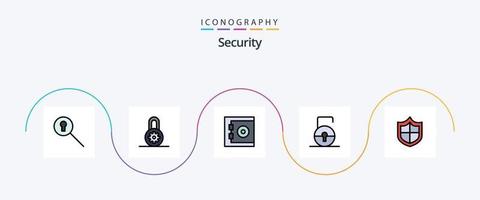 Paquete de 5 iconos planos llenos de línea de seguridad que incluye . seguridad. seguro. cortafuegos seguridad vector