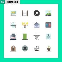 16 Universal Flat Color Signs Symbols of study flask wire chemical media Editable Pack of Creative Vector Design Elements