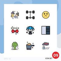 Mobile Interface Filledline Flat Color Set of 9 Pictograms of air rating emoji lead content Editable Vector Design Elements