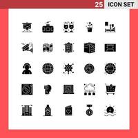 Set of 25 Commercial Solid Glyphs pack for pot money tourism growing wine Editable Vector Design Elements