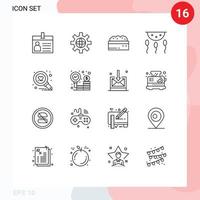 Set of 16 Modern UI Icons Symbols Signs for process chemistry technical biology plant Editable Vector Design Elements