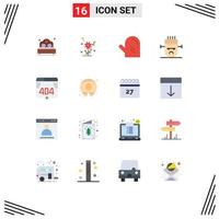 16 User Interface Flat Color Pack of modern Signs and Symbols of error mask drink halloween frankenstein Editable Pack of Creative Vector Design Elements