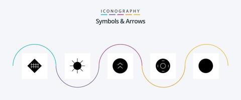 paquete de iconos de símbolos y flechas glifo 5 que incluye ronda. simbolos flechas simbolismo. cosmos vector
