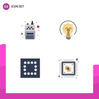 Group of 4 Modern Flat Icons Set for phone minimize wireless idea chip Editable Vector Design Elements