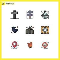 9 Universal Filledline Flat Colors Set for Web and Mobile Applications kareem architecture chemical solution complex Editable Vector Design Elements