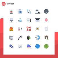 25 Thematic Vector Flat Colors and Editable Symbols of down arrow file setting search Editable Vector Design Elements