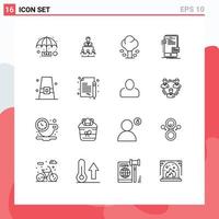Universal Icon Symbols Group of 16 Modern Outlines of phone interface management frontend summer Editable Vector Design Elements
