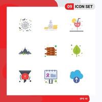 Flat Color Pack of 9 Universal Symbols of success mission beverage flag ice Editable Vector Design Elements