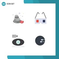 Modern Set of 4 Flat Icons and symbols such as stones device cinema cam process Editable Vector Design Elements