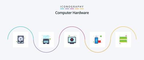 Computer Hardware Flat 5 Icon Pack Including . hardware. error. device. usb vector