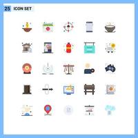 Group of 25 Flat Colors Signs and Symbols for samsung mobile cyber smart phone target Editable Vector Design Elements