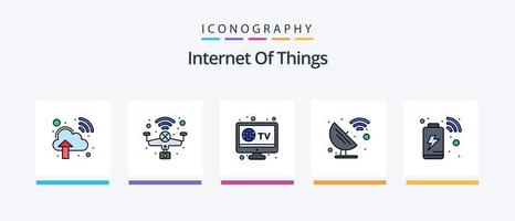 la línea de Internet de las cosas llenó el paquete de 5 íconos que incluye la tienda. inteligente. Internet. anteojos. dispositivo. diseño de iconos creativos vector