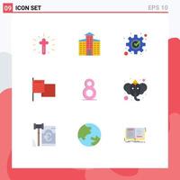 Universal Icon Symbols Group of 9 Modern Flat Colors of beliefs th fix eight flag Editable Vector Design Elements