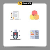 Group of 4 Flat Icons Signs and Symbols for business devices degree rgb outline Editable Vector Design Elements