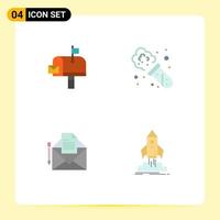 Pictogram Set of 4 Simple Flat Icons of mail fax postoffice laboratory launch Editable Vector Design Elements