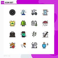 Set of 16 Modern UI Icons Symbols Signs for country brazil truck time efficiency Editable Creative Vector Design Elements
