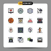 Modern Set of 16 Flat Color Filled Lines Pictograph of basketball clean multimedia bathroom flats Editable Creative Vector Design Elements