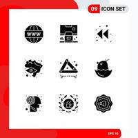 9 Creative Icons Modern Signs and Symbols of emergency map panel flag rewind Editable Vector Design Elements