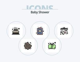 diseño de icono de paquete de 5 iconos llenos de línea de ducha de bebé. niño. familia. niño. bebé. niño vector