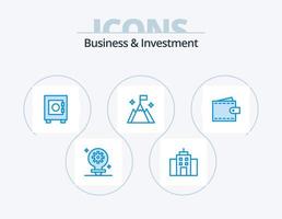 Business And Investment Blue Icon Pack 5 Icon Design. interface. business. locker. interface. flag vector