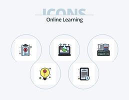 Online Learning Line Filled Icon Pack 5 Icon Design. educational app. lesson. pages. learning. class vector