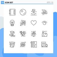 Modern Set of 16 Outlines and symbols such as light idea products eco smaller Editable Vector Design Elements