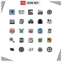 Mobile Interface Filled line Flat Color Set of 25 Pictograms of target cog panel gear hospital Editable Vector Design Elements