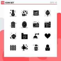 Set of 16 Commercial Solid Glyphs pack for interior paper computing hospital sweet Editable Vector Design Elements