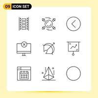 Pictogram Set of 9 Simple Outlines of monitor gadget back devices player Editable Vector Design Elements