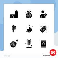 Pack of 9 Modern Solid Glyphs Signs and Symbols for Web Print Media such as tiny measure fruit accuracy basic Editable Vector Design Elements