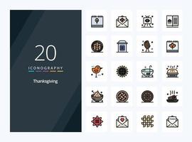 20 Thanksgiving line Filled icon for presentation