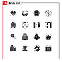 Universal Icon Symbols Group of 16 Modern Solid Glyphs of barrow weather code snowflake produc Editable Vector Design Elements