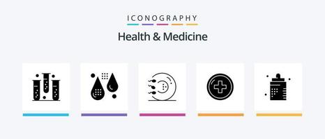 Health and Medicine Glyph 5 Icon Pack Including medical. health. fitness. medicine. form. Creative Icons Design vector