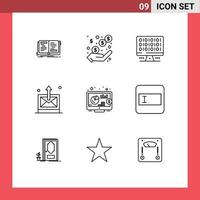 Outline Pack of 9 Universal Symbols of investment sent earnings mail server Editable Vector Design Elements