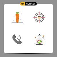 User Interface Pack of 4 Basic Flat Icons of carrot resources veg human phone Editable Vector Design Elements