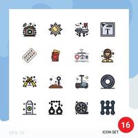 conjunto de 16 iconos de interfaz de usuario modernos signos de símbolos para paquetes de medicamentos fuente de píldora de cama elementos de diseño de vectores creativos editables