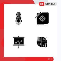 Universal Icon Symbols Group of 4 Modern Solid Glyphs of car design racing app graph Editable Vector Design Elements