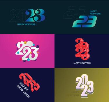 Big Set of 2023 Happy New Year logo text design 2023 number design template vector