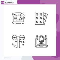 Pictogram Set of 4 Simple Filledline Flat Colors of breakfast eyed toaster patient monster Editable Vector Design Elements