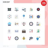 Pack of 25 creative Flat Colors of achievement office computer skyscaper phone Editable Vector Design Elements