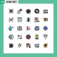 25 Thematic Vector Filled line Flat Colors and Editable Symbols of iot internet christmas laptop disc Editable Vector Design Elements