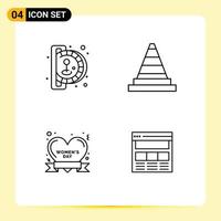 4 Universal Line Signs Symbols of insert coin day play signaling women day Editable Vector Design Elements