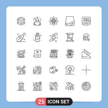 Universal Icon Symbols Group of 25 Modern Lines of web development science data gadget Editable Vector Design Elements
