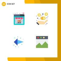 Universal Icon Symbols Group of 4 Modern Flat Icons of online left online store marketing fees analytics Editable Vector Design Elements