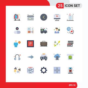 25 User Interface Flat Color Pack of modern Signs and Symbols of paper contract arrow insurance online Editable Vector Design Elements