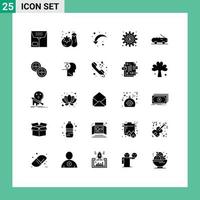 Pictogram Set of 25 Simple Solid Glyphs of coins cabriolet right arrow work money Editable Vector Design Elements