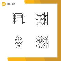 Line Pack of 4 Universal Symbols of education boiled egg bamboo relaxation egg Editable Vector Design Elements